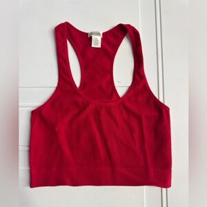Bozzolo Women’s Sz M/L (Runs Small) Red Ribbed Tank Top Racer Back Crop Top